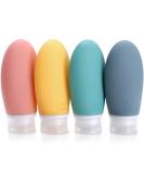 OPRET 100ML silicone travel bottles set 4 pieces of leakproof Portable Portable Travel Container Travel bottles for filling shampoo cream rinse BPA-free and TSA-tested blue cyan pink yellow - Buy Online on SooperMarket.com