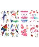 Oottati Waterproof Temporary Tattoo Stickers - 8 Sheets Parrot Bird, Pink Flamingo, Butterfly, Flower Designs for Women - Buy Online on SooperMarket.com