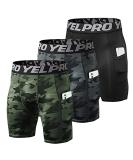 Lixada Men's Performance Sports Baselayer Shorts - Cool Dry Tights for Active Workouts - Large Black & Black Camouflage & Green Camouflage - Buy Online on SooperMarket.com
