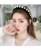 Black Velvet Pearl Headbands for Women - Wide Bandana Wrap with Hair Hoops - Buy Online on SooperMarket.com