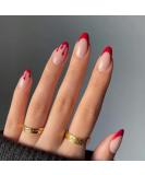 Shop Halloween Press on Nails - Medium Length Horror Bloody Fake Nails | Red French Tips Coffin Full Cover with Glue | 24Pcs for Halloween Party - Buy Online on SooperMarket.com