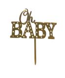 Gold Acrylic Oh Baby Cake Topper - Perfect for Baby Showers and New Baby Celebrations - Buy Online on SooperMarket.com