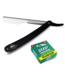 Shaving Factory Cut Throat Set - Straight Razor & 100 Derby Blades | Premium Black Shaving Kit for a Perfect Grooming Experience - Buy Online on SooperMarket.com