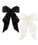 AYNKH 2 PCS Big Bow Hair Clips with Long Silky Satin Solid Color French Barrette Simple Hair Fastener Accessories for Women Girls Bowknot-2 - Buy Online on SooperMarket.com