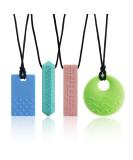 Sensory Chew Necklaces (4 Pack) for ADHD Autism Biting | BPA Free Silicone Chewelry Necklace (Color 2) - Buy Online on SooperMarket.com
