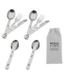 Camping Utensils Set for 4 - Stainless Steel 4-in-1 Cutlery with Bottle Opener & Carrying Bag | Portable Hiking Gear for Picnic, Travel, Backpacking - Buy Online on SooperMarket.com