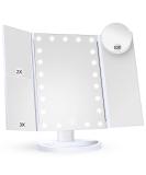 Makeup Mirror Vanity Mirror with Lights, 2X 3X 10X Magnification, Lighted Makeup Mirror, Touch Control, Trifold Makeup Mirror, Dual Power Supply, Portable LED Makeup Mirror, Women Gift (White+10X) - Buy Online on SooperMarket.com