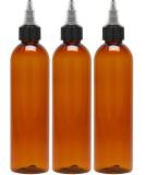 BRIGHTFROM 8 oz Twist Top Squeeze Bottles, Black Nozzle, BPA-Free PET, Refillable, Pack of 3 - Amber - Buy Online on SooperMarket.com