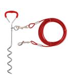 Wolike Dog Tie Out Cable and Stake Dog Wire Traction Rope Heavy Duty Stake-Out Dog Spike Spiral Pet Fixed Pile Outdoor Grass Dog Towing Rope (16FT/5M Red) 16FT/5M Red - Buy Online on SooperMarket.com