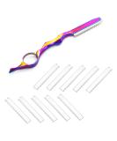 11Pcs Hair Styling Thinning Razor Set 1 pcs Hair Styling Razor Hair Thinning Comb Hair Texturizing Cutting Razor and 10pcs Replacement Stainless Steel Razors Blades for Salon Home Use (Color) - Buy Online on SooperMarket.com