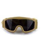 Airsoft Tactical Safety Glasses | Anti-Fog Tan Goggles with 3 Interchangeable Lenses - Buy Online on SooperMarket.com