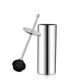 Chrome Toilet Plunger with Holder | Heavy Duty Deep Cleaning | Bathroom Metal Canister with Drip Cup | Silver - Buy Online on SooperMarket.com