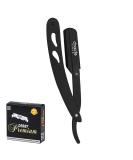 Professional Stainless Steel Straight Razor with 100 Single Edge Blades - Ideal for Barber Shaving, Moustache & Beard Trimming - Buy Online on SooperMarket.com