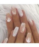 Brishow artificial nails to stick on snow press on nails glitter short wrong nails ballerina acrylina fake nails 24 pieces for women and girls (a) - Buy Online on SooperMarket.com