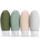 4-Pack 100ml Silicone Travel Bottles Set - Leak-Proof Refillable BPA-Free - Ideal for Cosmetics & Shampoo - TSA Approved - Gray White Blue Green - Buy Online on SooperMarket.com