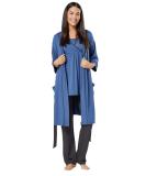 Happy Mama Maternity Nursing 3pcs Nightwear Set - Blue Jeans & Graphite - Buy Online on SooperMarket.com