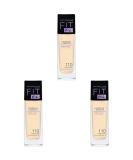 Maybelline Fit Me Foundation No. 110 Porcelain (30 ml Pack of 3) - Flawless Skin for All Skin Types | Buy Internationally - Buy Online on SooperMarket.com