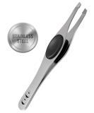 Professional Eyebrow Tweezers for Women - Tweezers Precision with Brow Brush - Sharp, Slant Tip for Eyebrow Plucking, Ingrown Hair, Facial Hair, Wig, Chin Hair Removal Tweezers for Men Stainless Steel Silver (1 pack) - Buy Online on SooperMarket.com