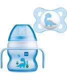 MAM Starter Cup with Handles & Soother - 150ml Blue | 4+ Months Baby Feeding Set - Buy Online on SooperMarket.com