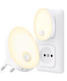 Buy Auvon LED Night Light Socket with Motion Detector - 2 Pack Infinitely Adjustable Brightness for Kids' Rooms Hallways Stairs Kitchen and Bedroom - Warm White - Buy Online on SooperMarket.com