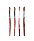 Alexnailart 4pcs Kolinsky Sable Acrylic Nail Brush Set - Red Wooden Handle, Manicure Design Pen for Acrylic Powder - Premium Quality - Buy Online on SooperMarket.com