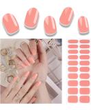 Foyute Semi Cured Gel Nail Strips 20 Pcs Soft Self-Adhesive Gel Nail Polish Wraps Sticker for Salon-Quality Manicure Set Long Lasting Easy to Apply & Remove Nail File & Wooden Stick (Tangerine) - Buy Online on SooperMarket.com