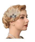 GENBREE Peacock Hair Clip 1920s Flapper Headpiece - Crystal Gatsby Headband for Women and Girls (White) | Prom Party Head Accessory - Buy Online on SooperMarket.com