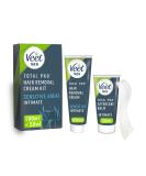 Veet Men Intimate Hair Removal Kit with Aftercare Balm Sensitive 100 ml + 50 ml 1 Spatula No Risk of Cuts 7 Days of Smoothness Dermatologically Tested 24 Hour Moisturised Skin Single - Buy Online on SooperMarket.com