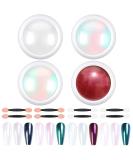 Chrome Nail Powder Set - Metallic Mirror Effect, Mermaid Aurora, White Pearl, Holographic Glitter Dust - Nail Art Decoration Kit - Buy Online on SooperMarket.com