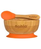 Bamboo Baby Weaning Suction Bowl and Spoon Set - Orange - 350ml - BPA-Free Silicone - Toddler Mealtime Essentials - Buy Online on SooperMarket.com