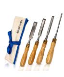 Schaaf Tools 4-Piece Wood Chisel Set | Finely Crafted Woodworking Hand Tools | Durable Cr-V Steel Bevel Edged Blade  Tempered to 60HRc | Tool Roll Included - Buy Online on SooperMarket.com