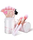 Makeup Brushes Sets Glamour Gaze 16PCS Pink Marble Make up Brushes Foundation Eyeshadow Concealer Eyebrow Blush Brush Set With Makeup Brush Holder and Silicone Mask Brush - Buy Online on SooperMarket.com