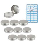Zeoabsy 10-Piece 100ml Silver Aluminum Tins - Screw-Top Containers for Cosmetics Candles & Ointments | Includes 5 Spatulas & 1 Etiquette - Buy Online on SooperMarket.com