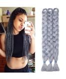 Buy Tess 41 Gray Synthetic Braids Extensions - Jumbo Crochet Hair 3PCs 165g/bundle - 100cm Long Brading Hair - Buy Online on SooperMarket.com