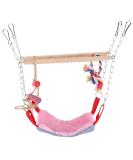 Parrot Swing Ladder Pets Birds Climbing Toy Wood Ladder Warm Hammock Cotton Rope Cage Hanging Decor for Small Animals Ferret Parrots Rat Hamster (Pink) - Buy Online on SooperMarket.com
