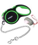 Etechydra retractable dog leash durable with anti-bite steel chain dog leash 5 m with chain linen nylon strap roller linen pull-out dog leash for medium-sized big dogs green - Buy Online on SooperMarket.com