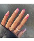 24 PCS French Tips Press on Nails Medium Length Glossy Pink White False Nails - Full Cover Design for Women, Girls, Party & Salon - Buy Online on SooperMarket.com