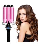 Professional 3 Barrel Curling Iron Hair Waver - 1 Inch Ceramic Curler with LCD Display (Pink) | Perfect for Gorgeous Waves | International Shipping Available - Buy Online on SooperMarket.com