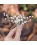 Evild Wedding Hair Comb Pearls Flower Hair Side Comb Bridal Rhinestone Hair Clips Hairpieces Wedding Hair Accessories for Brides and Bridesmaids (Silver) - Buy Online on SooperMarket.com