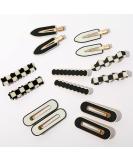 Whaline 14Pcs White Black Checker Hair Clips - No Bend, No Crease Wave Geometric Duckbill Clip for Girls, Women, Toddlers - Korean Styling Barrettes - Buy Online on SooperMarket.com