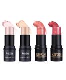 Sumeitang 4 Pcs Waterproof Highlighter, Shimmer Illuminator, and Blush Stick Set - Cruelty-Free Face Contour Cosmetics for Effortless Blending and Colorful Glow - Buy Online on SooperMarket.com