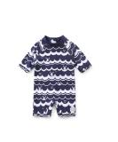 BONVERANO Baby Boys Swimsuit | Toddler Bathing Suit UPF 50+ Sun Protection | Short Sleeve One Piece Swimwear | 6-9 Months Navy Wave - Buy Online on SooperMarket.com