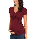 Love2Mi Maternity Breastfeeding Top - Long Sleeve V-Neck S Wine Red - Buy Online on SooperMarket.com