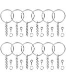 Paxcoo 100Pcs Keychain Rings with Chain and Screw Eye Pins Bulk - Silver Craft Supplies - Buy Online on SooperMarket.com