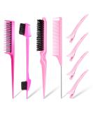 8PCS Hair Brush Comb Set - Pink Hair Brushes for Women, Kids, and Babies - Buy Online on SooperMarket.com