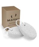 Pumice Stone 2 Pcs for Feet/Hands - Natural Lava Callus Remover and Foot Scrubber - MAYKI White Round Shape - Buy Online on SooperMarket.com