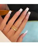 Kamize Long Press on Nails Square French Fake Nails Full Cover Nude Acrylic False Nails for Women and Girls 24PCS Square french long - Buy Online on SooperMarket.com