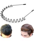 Metal Hair Band for Men Women's Headband, Unisex Black Wavy Spring Sports Headbands for Men's Hair Band Hoop Clips Women Accessories Simple Elastic Non Slip Wide Headwear Bandeau Outdoor - Buy Online on SooperMarket.com