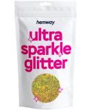 Hemway Premium Ultra Sparkle Glitter 100g - Gold Holographic Fibre | Arts, Crafts, Nails, Cosmetics, Resin | 3.5oz Metallic Flake - Multi Purpose, Festival Ready - Buy Online on SooperMarket.com