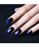 Siusio 24 pieces artificial nails black full cover short gradient jewelry blue top coat wrong nail covered gel-art top sets for women and girls royal blue color gradient - Buy Online on SooperMarket.com